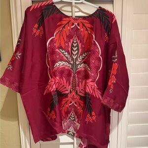 Jade Johnny Was Red and Pink Floral Blouse new without tags. Size XL